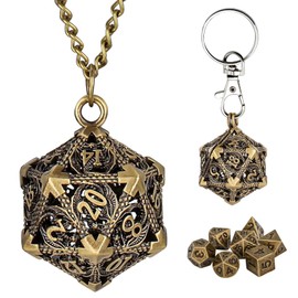 Hshenjhu DND Dice Set, Mini DND Dice Set with Portable Key Ring, Necklace, for Role Play Games, Dungeons and Dragons, Compact Portable Dice Set for Travel, Party, Camping