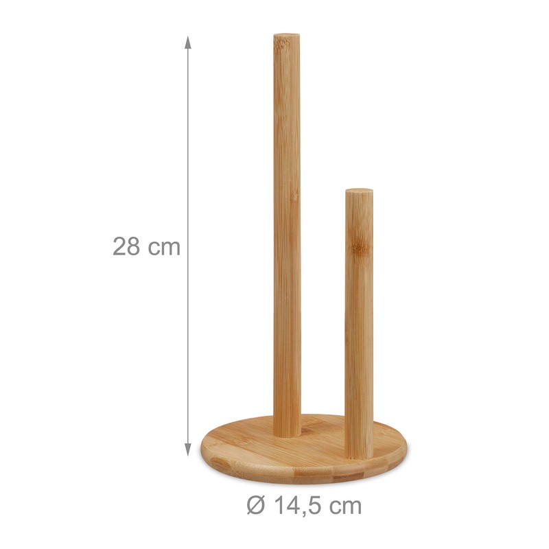 Relaxdays Standing Kitchen Roll Holder Bamboo Roll Holder with Roll