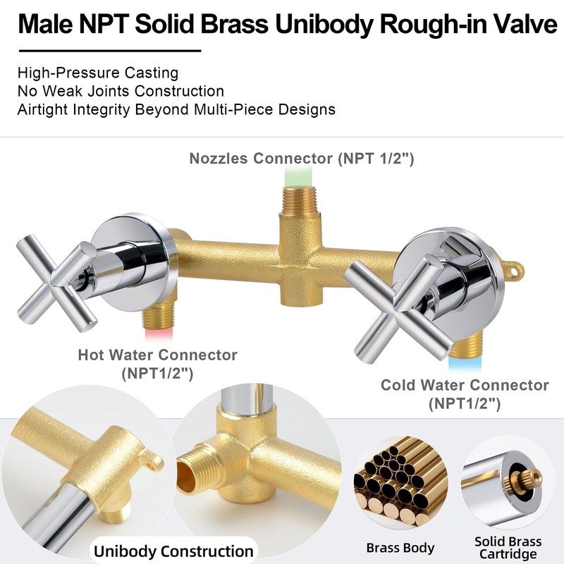 KAPHOME 2 Handles Shower Faucet Set,Two Handles Shower Faucet Set