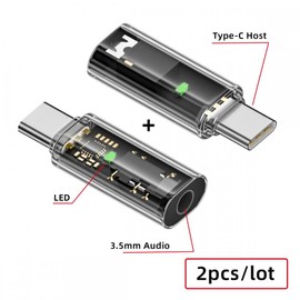 CY 2pcs/lot Audio Adapter Type C USB-C to 3.5mm Audio AUX & MIC Sound Card 16bit 48kHz Adapter Compatible with Laptop Tablet Phone