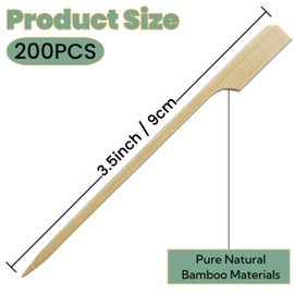 200 PCS Bamboo Skewers for Appetizers, Kabob Skewers, Skewers for Grilling, Bamboo Sticks for Fruit Kabobs, Charcuterie Boards Accessories (3.5 Inch)