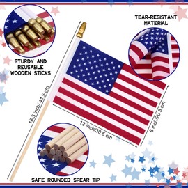 Shimeyao 450 Pcs Mini American Flags on Stick Bulk, 8x12 Inch US Flags