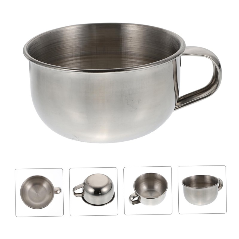 BIUDECO Elegant Men's Shaving Bowl Handle Stainless Steel Bowl for