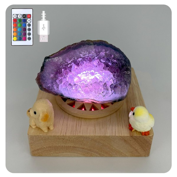 Natural Amethyst/White Crystal Geodes Calming Lamp and Agate Geode Conscious