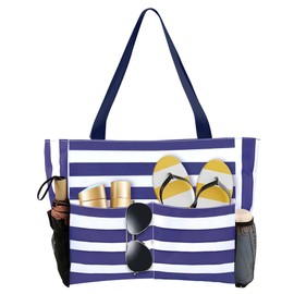 HMIEPRS Large Beach Bag, Waterproof Sandproof Beach Tote Bag for Women, Lightweight Swim Pool Bag with Zipper Wet Pocket for Pool Gym Grocery Travel Vacation Weekender