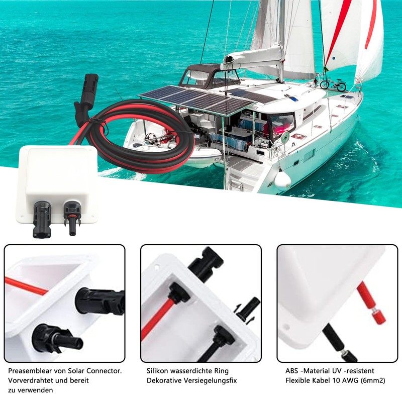 Roof feed-through solar cable guide, waterproof ABS solar modules, cable