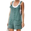 Yeokou Women's Casual Summer Cotton Linen Rompers Overalls Jumpsuit Shorts(DarkGreen-M)