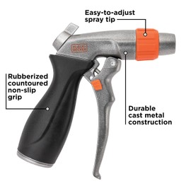 Black + Decker® Adjustable Front Trigger Nozzle – Heavy-Duty, Precision-Control Garden Hose Sprayer BD59380