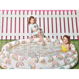 sun squad New Inflatable Kids 3-Ring Round Circle Wading Pool Sun Squad 5.5 Feet Diameter