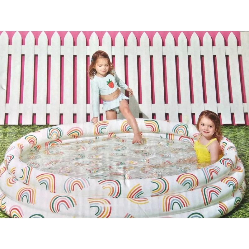 sun squad New Inflatable Kids 3-Ring Round Circle Wading Pool