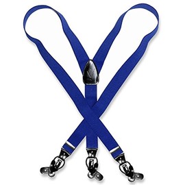 Men's ROYAL BLUE SUSPENDERS Y Shape Back Elastic Button & Clip Convertible