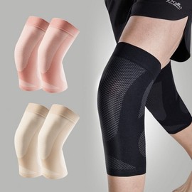 Fitness climbing knee protection ultra thin compression knee protector 2P exercise joint knee Bo Black=L