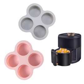 Air Fryer Egg Mould, 4 Cavity Air Fryer Accessories Burger Buns Moulds Egg Ring Molds Non Stick Moulds for Fried Egg Muffin Sandwiches, Breakfast Household Kitchen Cooking Tool
