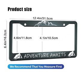 HOSNYE Adventure Awaits License Plate Frame 2 Pcs Inspiration Quote Adventure Mountains Metal Cute Licenses Plates Frames Licenses Plate Covers Car Tag Frame for Women Men US Vehicles, 12 x 6 Inch