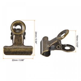 sourcing map Metal Hinge Clip 22mm Small Binder Clamps for Paper File Photo, Bronze Pack of 30