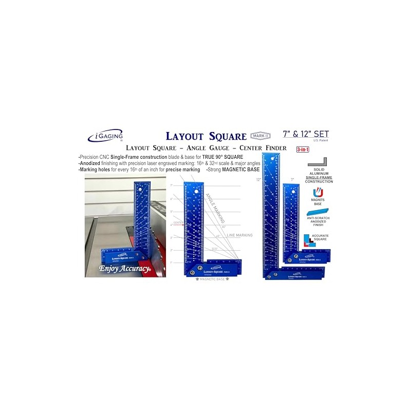 iGaging Layout Square Mark II Set of Two 7" &