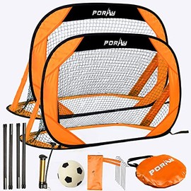 porayhut 4FT Pop Up Kids Soccer Goal and Ball Sets Portable Soccer Net for Training Easy Assembly with Compact Carrying Bag Gift Idea for Toddlers with Pump and 8 Stakes
