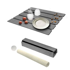 HAOIVE Dish Drying Mat Stone Bath Mat Diatomaceous Earth Stone Drying Mat For Kitchen Counter Sink Bath Mat Quick Dry Non Slip Foldable Dish Drying Rack Mat Small(16"×12" Dark Grey)