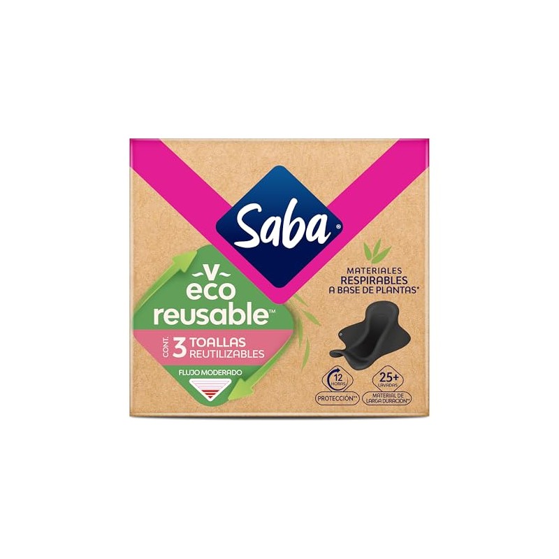Saba V-Eco Toalla Reutilizable Larga, 3 piezas
