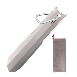Eacam Titanium Garden Hand Serrated Shovel Outdoor Camping Hiking Backpacking Trowel with Clip