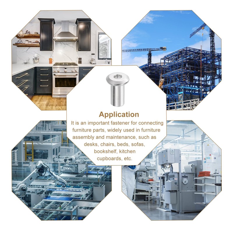 sourcing map M6x15mm Hex Socket Head Insert Nut Screw Post