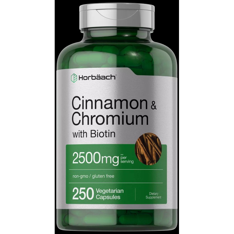 Horbäach Cinnamon Capsules 2500mg | 250 Count | with Chromium