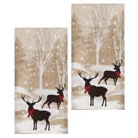 St. Nicholas Square Winter Reindeer Embroidered Bath Hand Towels Deer