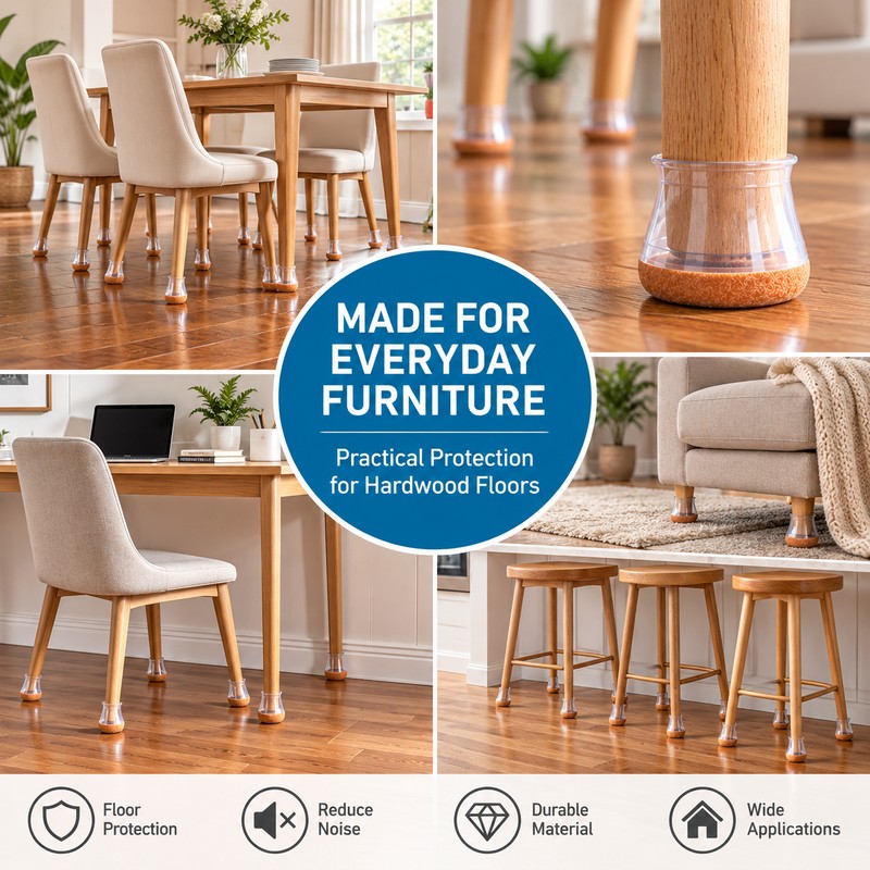 24-Piece Silicone Chair Leg Floor Protectors for Hardwood Floors –
