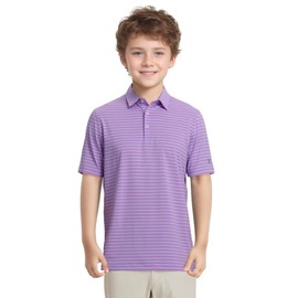 M MAELREG Polo Shirts for Boys Stripe Short Sleeve Stretch Dry Fit Performance Athletic Boys Golf Shirts Size 6-18
