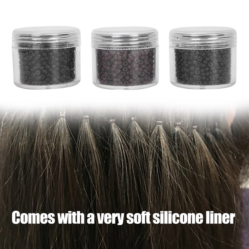 3 Bottles 3.0mm Silicone Micro Links Rings Beads Small Comfortable