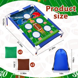 Gemscream Football Bean Bag Toss Games with 6 Bean Bags Portable PVC Framed Cornhole Game Set for Family Holiday Birthday Party