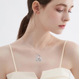 YAFEINI Squirrel / Penguin / Owl / Dolphin / Rabbits / Raccoon / Turtle Necklace 925 Sterling Silver Cute Animal Pendant Chain Animal Gift Jewellery for Women Girls, Sterling Silver, Cubic Zirconia