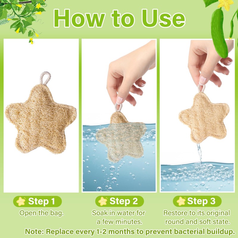 Travel Loofah Sponge for Women & Men, Natural Shower Exfoliating