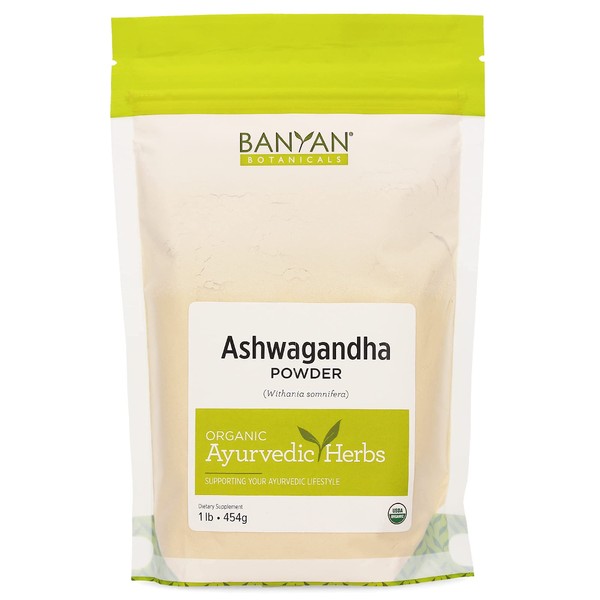 Banyan Botanicals Organic Ashwagandha Powder – Withania somnifera – for Vitality, a Healthy Immune System, Stress Relief,  More* – 1lb– Non-GMO Sustainably Sourced Vegan FFL