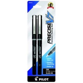 Pilot Precise V7 Rolling Ball Pen 0.7mm Fine 2/Pk Black Office School Home