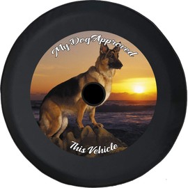 Caps Supply JL Tire Cover My Dog Approved This Vehicle German Shepherd (Fits: JL Accessories Sport with Back-Up Camera) 32 Inch 245/75r17, 255/70r18