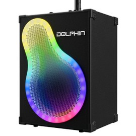 Dolphin KP-500 VocalPro Portable Karaoke Bluetooth Speaker w/Microphone & Stand – Rechargeable, Adjustable Mic Stand, Phone Holder, & Vibrant LEDs, Long Lasting Battery