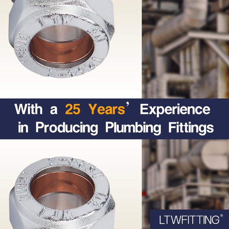 LTWFITTING Chrome-plated 15 mm OD Compression Union Brass Compression Fitting