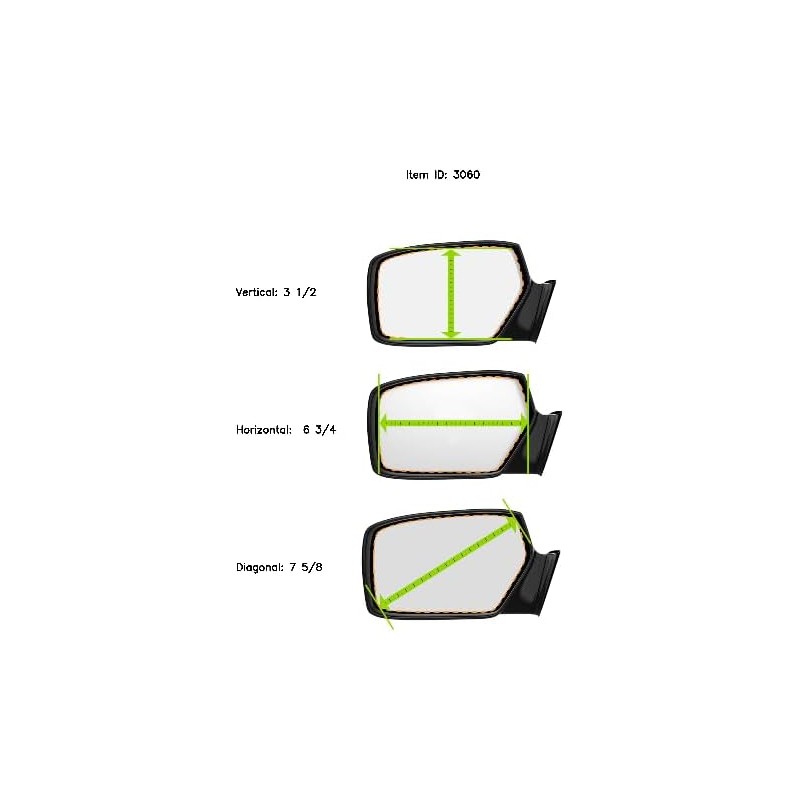 Fits 84-89 Nissan 300ZX, 200SX Right Passenger Clear Mirror Glass