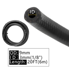 Fuel Line Hose 1/8" ID 20FT With 5PCS Clamps, High Performance 300PSI, Push Lock Reinforced NBR Rubber Automotive Fuel Line For Lawn Mowers/Cultivator/ATV's Tractors And Other Small Engine Equipment