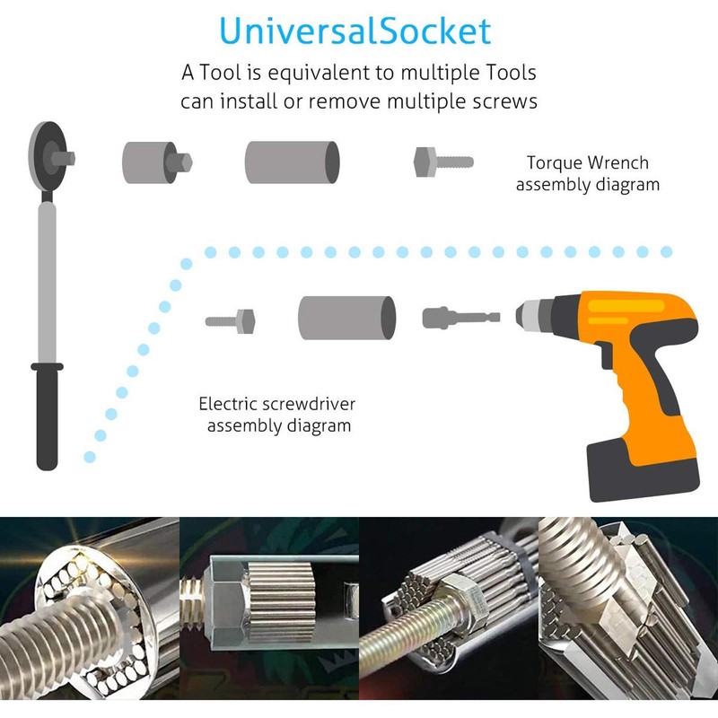 Sinwind Powergrip Universal Socket Spanner, Multifunctional Hand Repair Tool 7