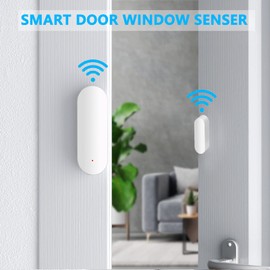 WiFi Door Sensor, Intelligent Window Contact Sensor, Wireless Window Door Sensor Alarm, Compatible with Alexa and Google Assistant, No Hub Required, 4 Pack