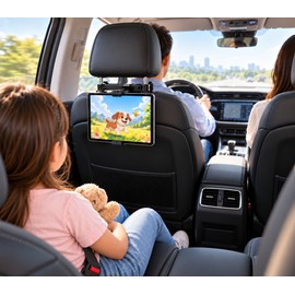 Car Headrest Tablet Holder for Backseat Viewing – Adjustable Foldable Mount for 4.7–12.9 Inch Devices