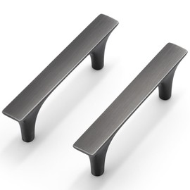 HESTIA HARDWARE 10 Pack Handles for Cabinets and Drawers | 3 Inch (76mm) Center to Center Antique Silver | Kitchen Pewter Cabinet Hardware, Drawer Pulls and Dresser Handles (Z15.10.B)