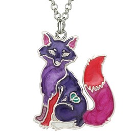 BAMAY Enamel Alloy Cute Fox Necklace Pendant Fashion Jewelry Charms for Women Girls Gifts
