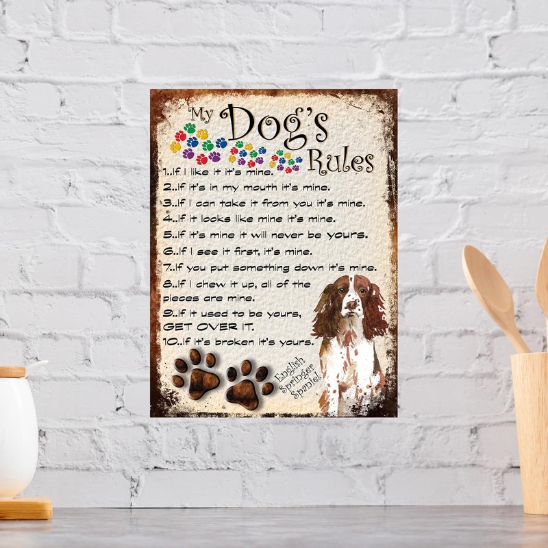 Shawprint MY DOG'S RULES RETRO STYLE METAL TIN SIGN/PLAQUE (427DRS)