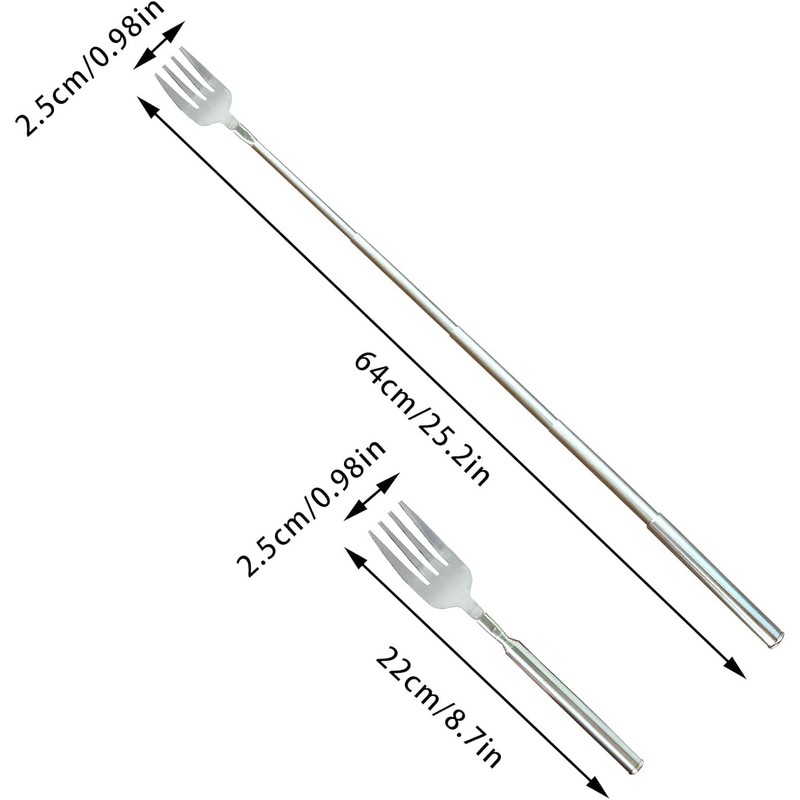 2PCS BBQ Toasting Forks, Extendable Stainless Steel Long Handle Fork,