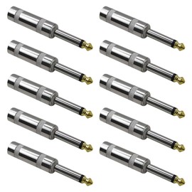 GRABOTE 10pcs,1/4 Mono Ts Heavy Duty Male Audio Speaker Guitar Cable Connector Plug Jack 6.35 mm (1/4 in) TS Male 6.35 mm (1/4 in) Jack Male