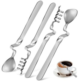 Artibetter Set of 4 Espresso Spoons, Stainless Steel Coffee Spoons, Honey Spoons, Mixing Spoons with Curved Handle