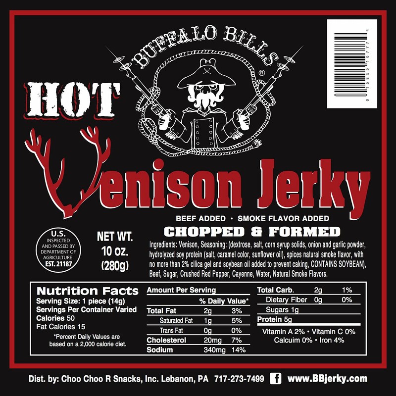 Buffalo Bills Hot Venison Jerky Strips 10oz Pack (20 hot